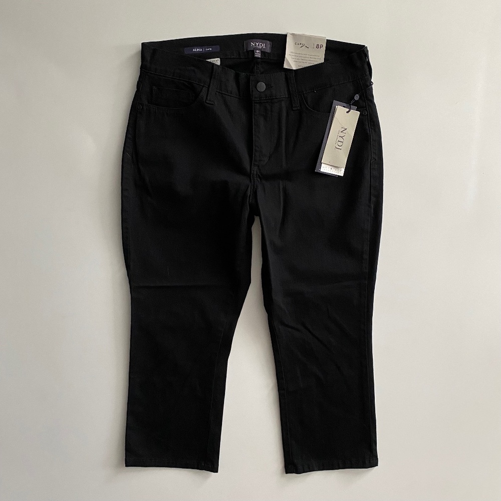 NYDJ Not Your Daughter's Jeans Nwt Black Alina Capri 8P 8 Petite